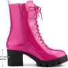 imageAllegra K Womens Zip Platform Chunky Heel Combat BootsFuchsia