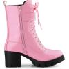 imageAllegra K Womens Zip Platform Chunky Heel Combat BootsPink