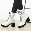 imageAllegra K Womens Zip Platform Chunky Heel Combat BootsWhite