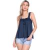 imageAllegra K Casual Sleeveless Top for Womens Square Neck Panel Lace Ruffles Tank TopsDark Blue