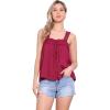 imageAllegra K Casual Sleeveless Top for Womens Square Neck Panel Lace Ruffles Tank TopsDark Red