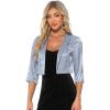 imageAllegra K Satin Cardigan for Womens Open Front Elegant Formal 34 Sleeve Bolero Shrug JacketGrey