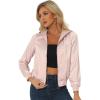 imageAllegra K Womens Casual Bomber Jacket Satin Zip Up Lightweight Hooded Windbreaker OuterwearSalmon