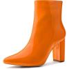 imageAllegra K Womens Chunky Heel Pointed Toe Zipper Ankle BootsOrange