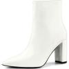 imageAllegra K Womens Chunky Heel Pointed Toe Zipper Ankle BootsWhite
