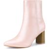 imageAllegra K Womens Chunky Heels Pointed Toe Ankle BootsBling Pink