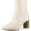 imageAllegra K Womens Chunky Heels Pointed Toe Ankle BootsCream