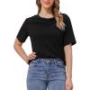 imageAllegra K Womens Cowl Neck Top Short Sleeve Casual Stretchy Blouse ShirtsBlack