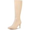 imageAllegra K Womens High Heels Pointed Toe Stiletto Heel Knee High BootsBeige