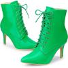imageAllegra K Womens Lace Up Boots Pointed Toe Stiletto Heel Ankle BootsGrass Green