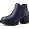 imageAllegra K Womens Lug Sole Chunky Heel Chelsea Ankle BootsNavy Blue