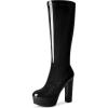 imageAllegra K Womens Patent Leather Platform Gogo Boots Chunky Heel Knee High BootsBlack