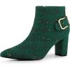 imageAllegra K Womens Plaid Pointed Toe Chunky Heels Ankle BootsGreen