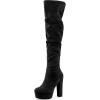 imageAllegra K Womens Platform Round Toe Zipper Slouch Heel Over the Knee Thigh High BootsBlack