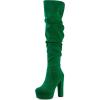 imageAllegra K Womens Platform Round Toe Zipper Slouch Heel Over the Knee Thigh High BootsGreen