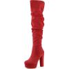 imageAllegra K Womens Platform Round Toe Zipper Slouch Heel Over the Knee Thigh High BootsRed