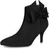 imageAllegra K Womens Point Toe Bow Stiletto Heel Ankle BootsBlack