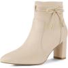 imageAllegra K Womens Pointed Toe Block Heel Zipper Ankle BootsBeige