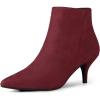 imageAllegra K Womens Pointed Toe Zip Stiletto Kitten Heel Ankle BootiesBurgundy