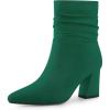 imageAllegra K Womens Pointy Toe Slouched Zipper Chunky Heel Ankle BootsGreen