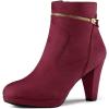 imageAllegra K Womens Round Toe Ankle Mid Heel BootsBurgundy