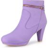 imageAllegra K Womens Round Toe Ankle Mid Heel BootsPurple