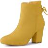 imageAllegra K Womens Round Toe Block Heel Zipper Lace Up Ankle BootsYellow