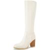 imageAllegra K Womens Round Toe Block Heeled Knee High BootsCream