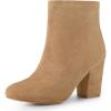 imageAllegra K Womens Round Toe Chunky Heel Ankle BootsCamel