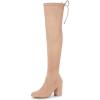 imageAllegra K Womens Round Toe Chunky Heel Over the Knee High BootsNude