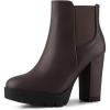 imageAllegra K Womens Round Toe Zipper Block Heel Platform Ankle BootsCoffee