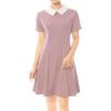 imageAllegra K Womens Short Sleeve Halloween Dresses Peter Pan Collar Casual Flare Skater Mini Vintage Dress 2025Pink