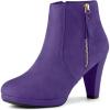 imageAllegra K Womens Side Zip Low Platform Chunky Heel Ankle BootiesDeep Purple