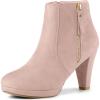 imageAllegra K Womens Side Zip Low Platform Chunky Heel Ankle BootiesDust Pink