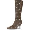 imageAllegra K Womens Sparkle Glitter Pointy Toe Stiletto Heel Knee High BootsDark Brown