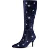 imageAllegra K Womens Sparkle Glitter Pointy Toe Stiletto Heel Knee High BootsDeep Blue