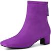 imageAllegra K Womens Square Toe Back Zip Chunky Low Heels Ankle BootiesDark Purple