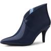 imageAllegra K Womens V Shape Pointed Toe Stiletto Heel Ankle BootsDark Blue