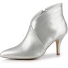 imageAllegra K Womens V Shape Pointed Toe Stiletto Heel Ankle BootsSilver