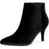 imageAllegra K Womens Velvet Pointy Toe Stiletto Heels Ankle BootsBlack