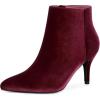 imageAllegra K Womens Velvet Pointy Toe Stiletto Heels Ankle BootsBurgundy