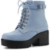 imageAllegra K Womens Zip Chunky Heel Platform Ankle Combat BootsDenim Blue