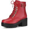imageAllegra K Womens Zip Chunky Heel Platform Ankle Combat BootsRed