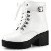 imageAllegra K Womens Zip Chunky Heel Platform Ankle Combat BootsWhite
