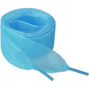 imageAllegra K 2 Pairs Flat Snow Yarn Shoelaces 25cm4cm Wide Transparent Shoe Laces for SneakersBlue