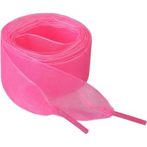 imageAllegra K 2 Pairs Flat Snow Yarn Shoelaces 25cm4cm Wide Transparent Shoe Laces for SneakersBright Pink