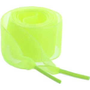 imageAllegra K 2 Pairs Flat Snow Yarn Shoelaces 25cm4cm Wide Transparent Shoe Laces for SneakersFluorescent Green