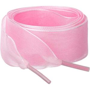 imageAllegra K 2 Pairs Flat Snow Yarn Shoelaces 25cm4cm Wide Transparent Shoe Laces for SneakersLight Pink
