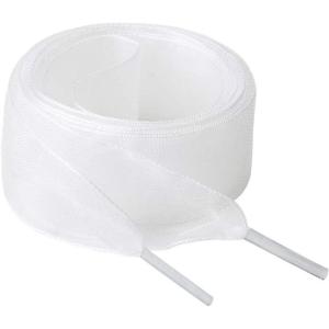 imageAllegra K 2 Pairs Flat Snow Yarn Shoelaces 25cm4cm Wide Transparent Shoe Laces for SneakersWhite