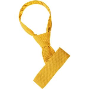 imageAllegra K Mens SelfTied Solid Color Skinny Flat Tips Designed Knit TiesYellow